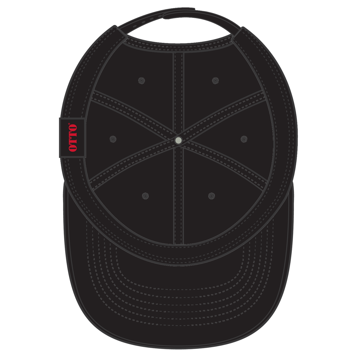 Inside View of 003 - Black OTTO CAP 6 Panel Low Profile Baseball Cap