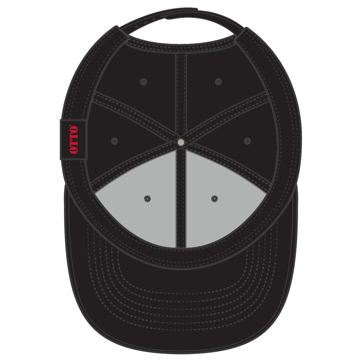 Inside View of 003 - Black OTTO CAP 6 Panel Low Profile Baseball Cap