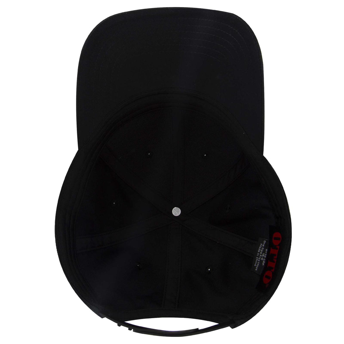 Inside View of 003 - Black OTTO CAP 6 Panel Low Profile Baseball Cap