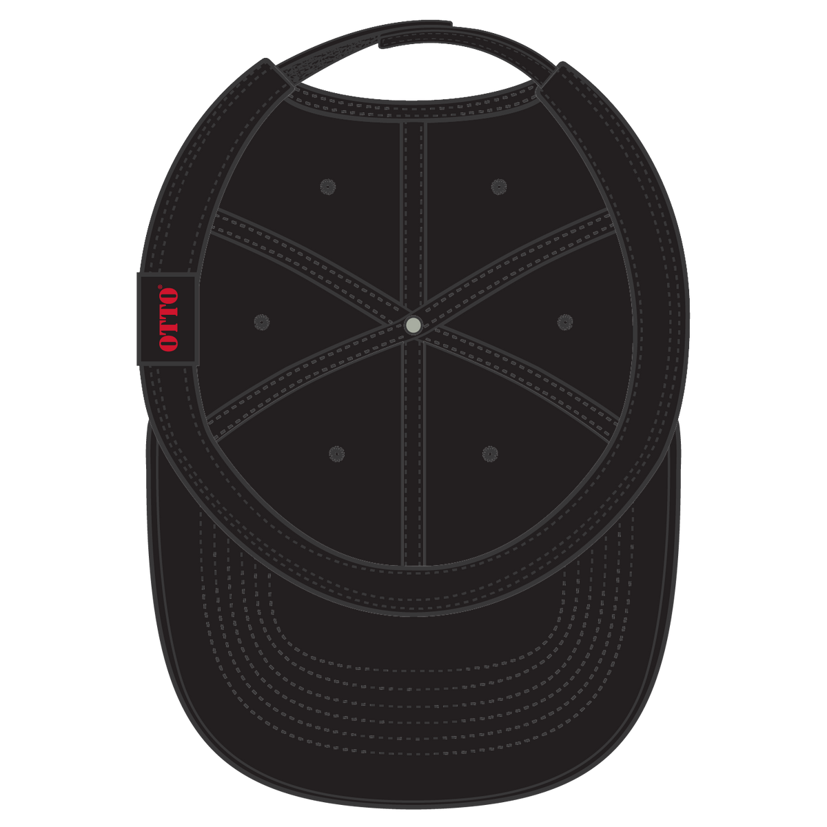 Inside View of 003 - Black OTTO CAP 6 Panel Low Profile Baseball Cap