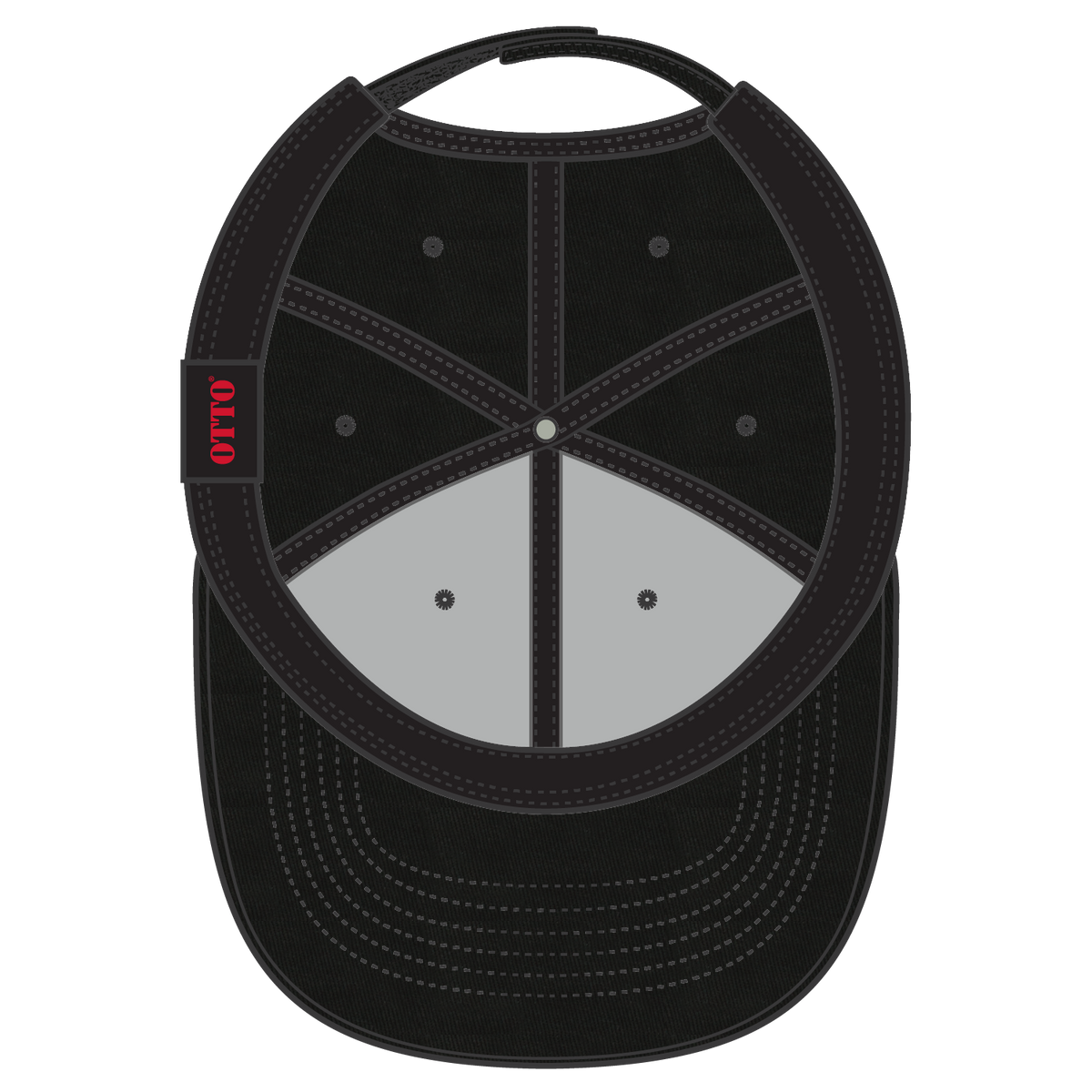 Inside View of 003 - Black OTTO CAP 6 Panel Low Profile Baseball Cap