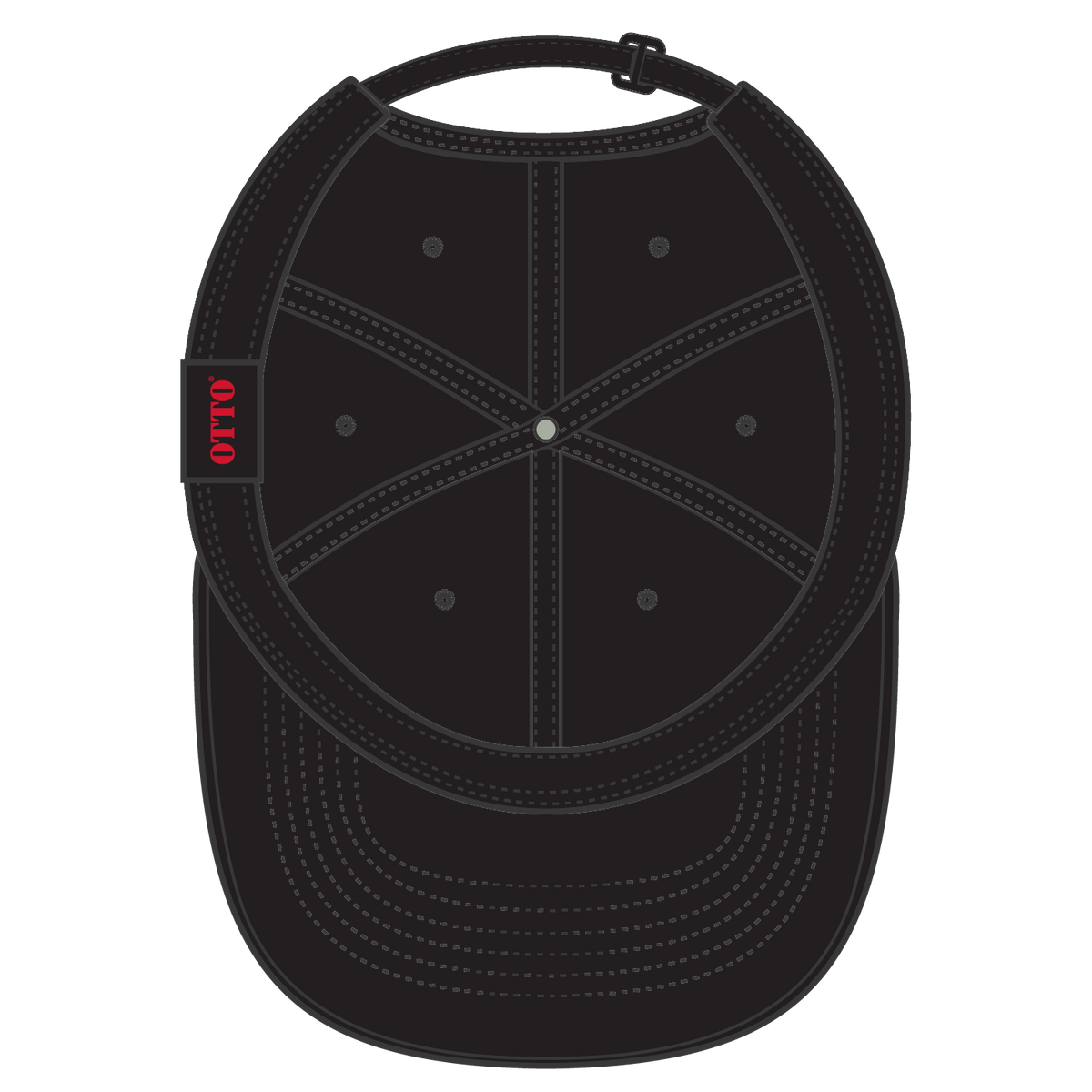 Inside View of 003 - Black OTTO CAP 6 Panel Low Profile Baseball Cap