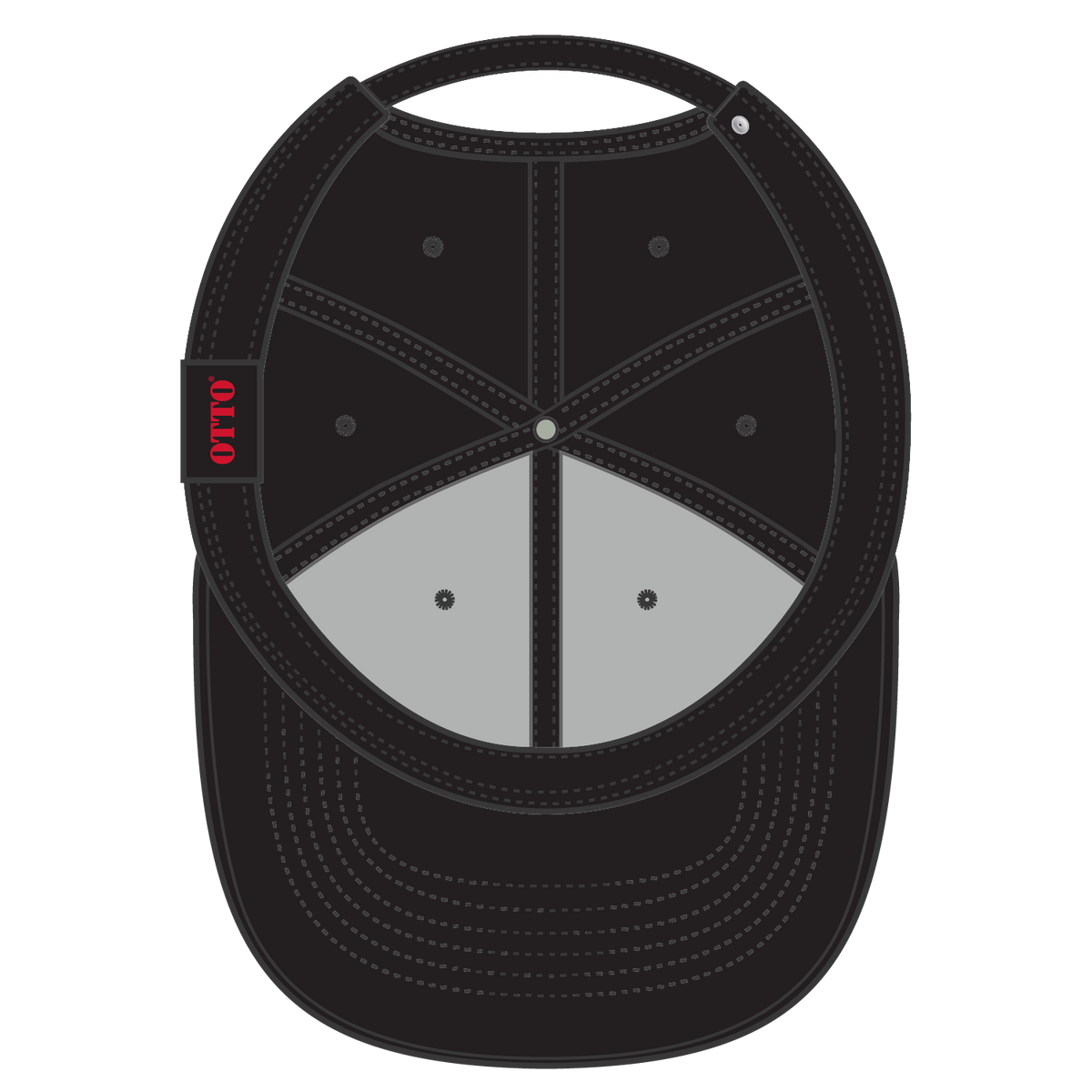 Inside View of 003 - Black OTTO CAP 6 Panel Low Profile Baseball Cap