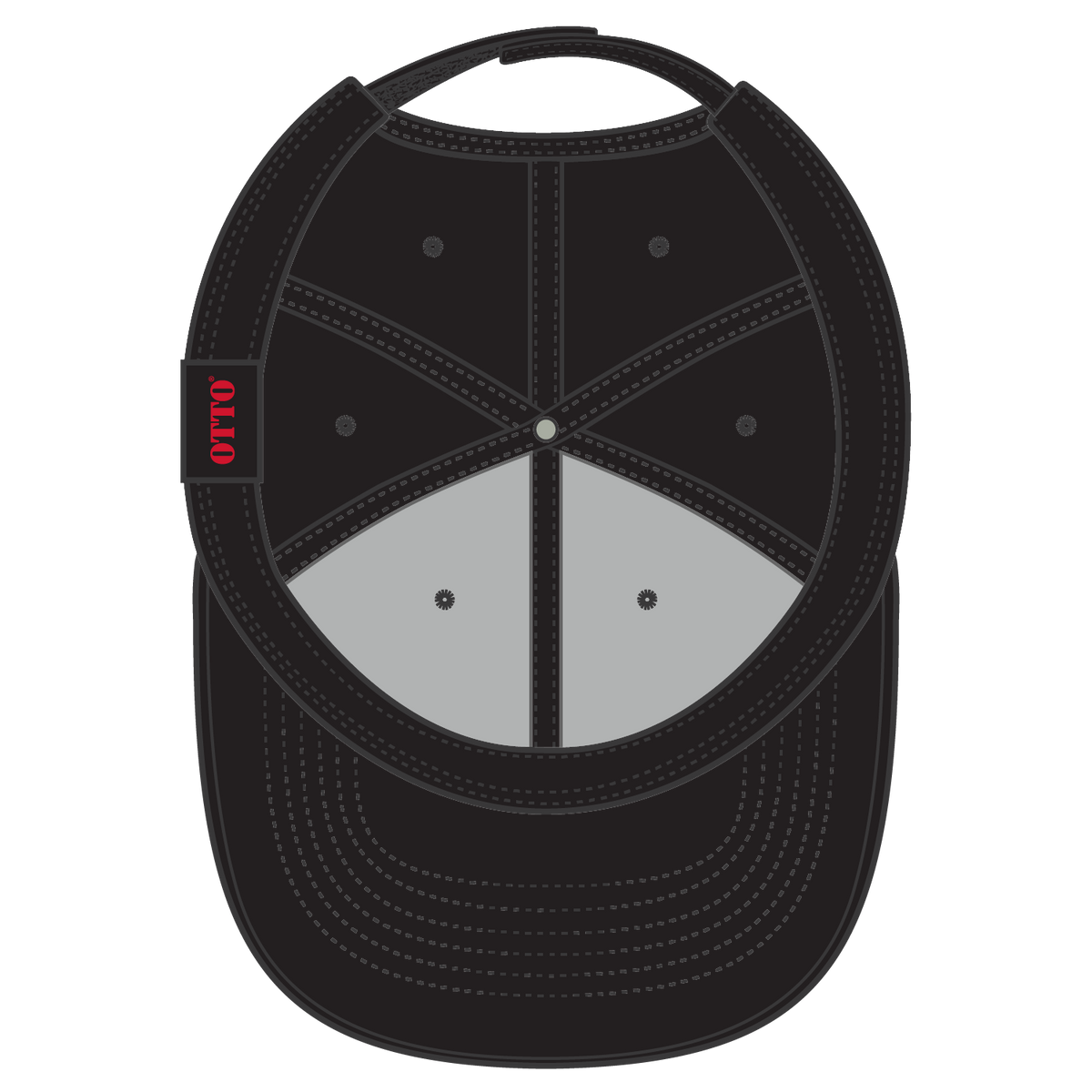 Inside View of 003 - Black OTTO CAP 6 Panel Low Profile Baseball Cap