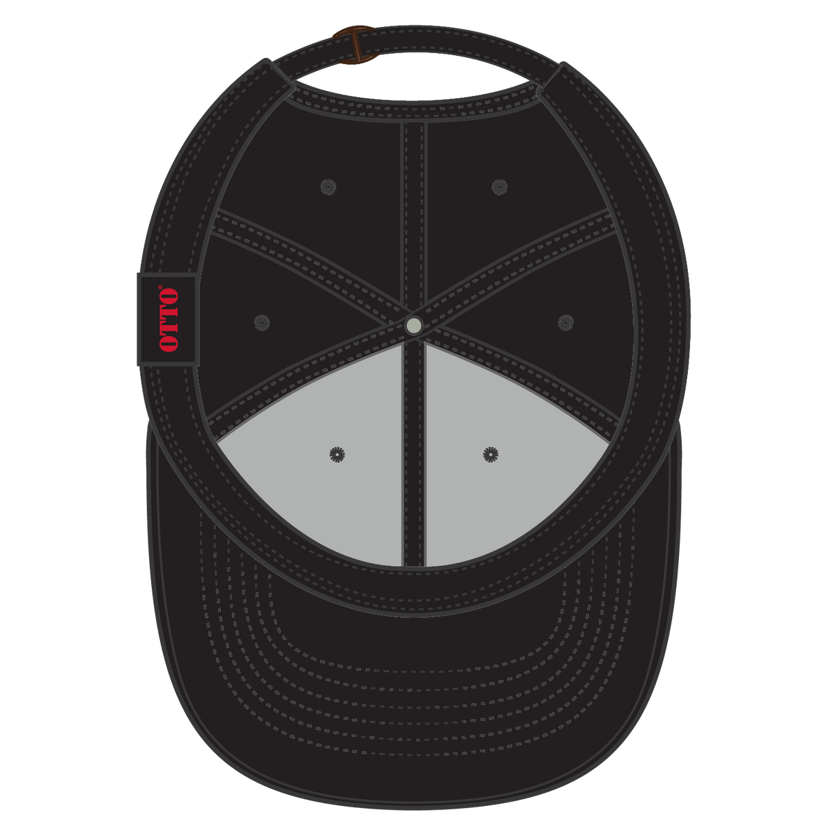 Inside View of 003 - Black OTTO CAP 6 Panel Low Profile Baseball Cap