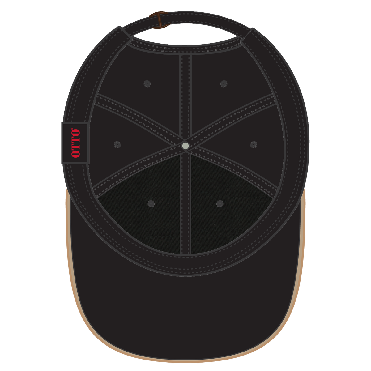 Inside View of 003 - Black OTTO CAP 6 Panel Low Profile Baseball Cap