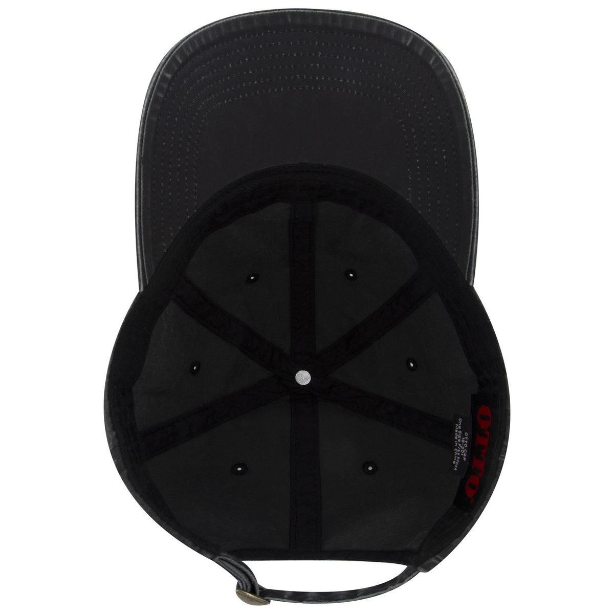 Inside View of 003 - Black OTTO CAP 6 Panel Low Profile Dad Hat