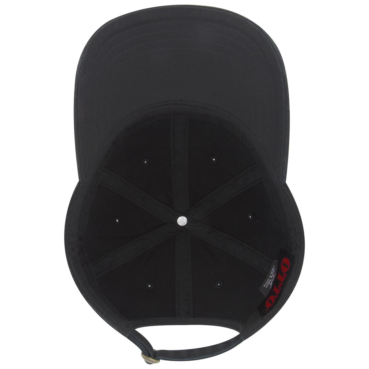 Inside View of 003 - Black OTTO CAP 6 Panel Low Profile Dad Hat