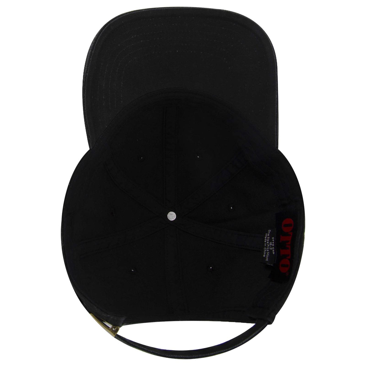 Inside View of 003 - Black OTTO CAP 6 Panel Low Profile Dad Hat
