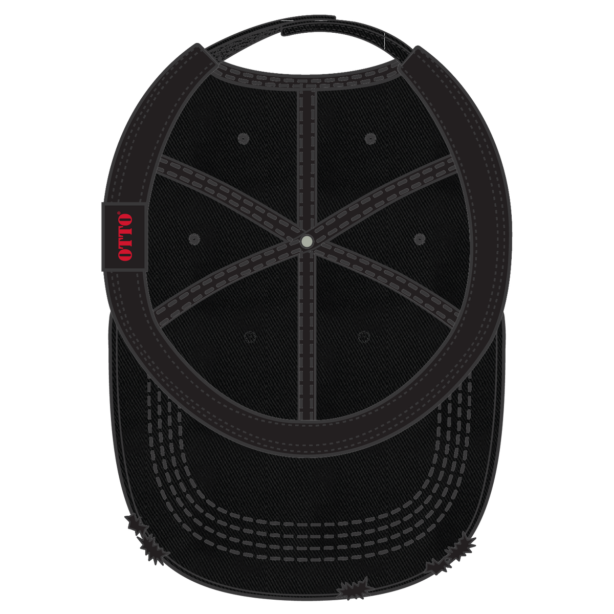 Inside View of 003 - Black OTTO CAP 6 Panel Low Profile Dad Hat