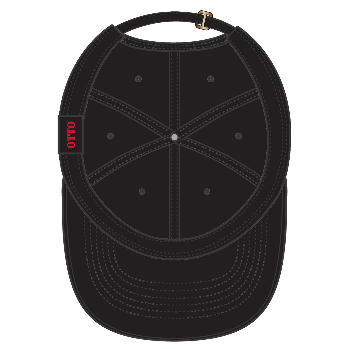 Inside View of 003 - Black OTTO CAP 6 Panel Low Profile Dad Hat
