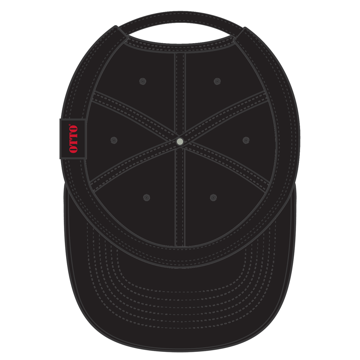 Inside View of 003 - Black OTTO CAP 6 Panel Low Profile Dad Hat