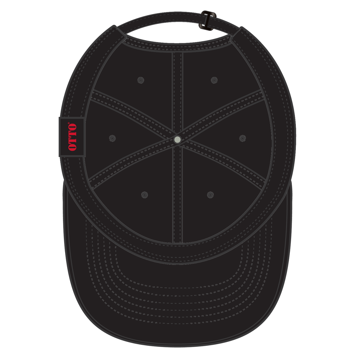 Inside View of 003 - Black OTTO CAP 6 Panel Low Profile Dad Hat