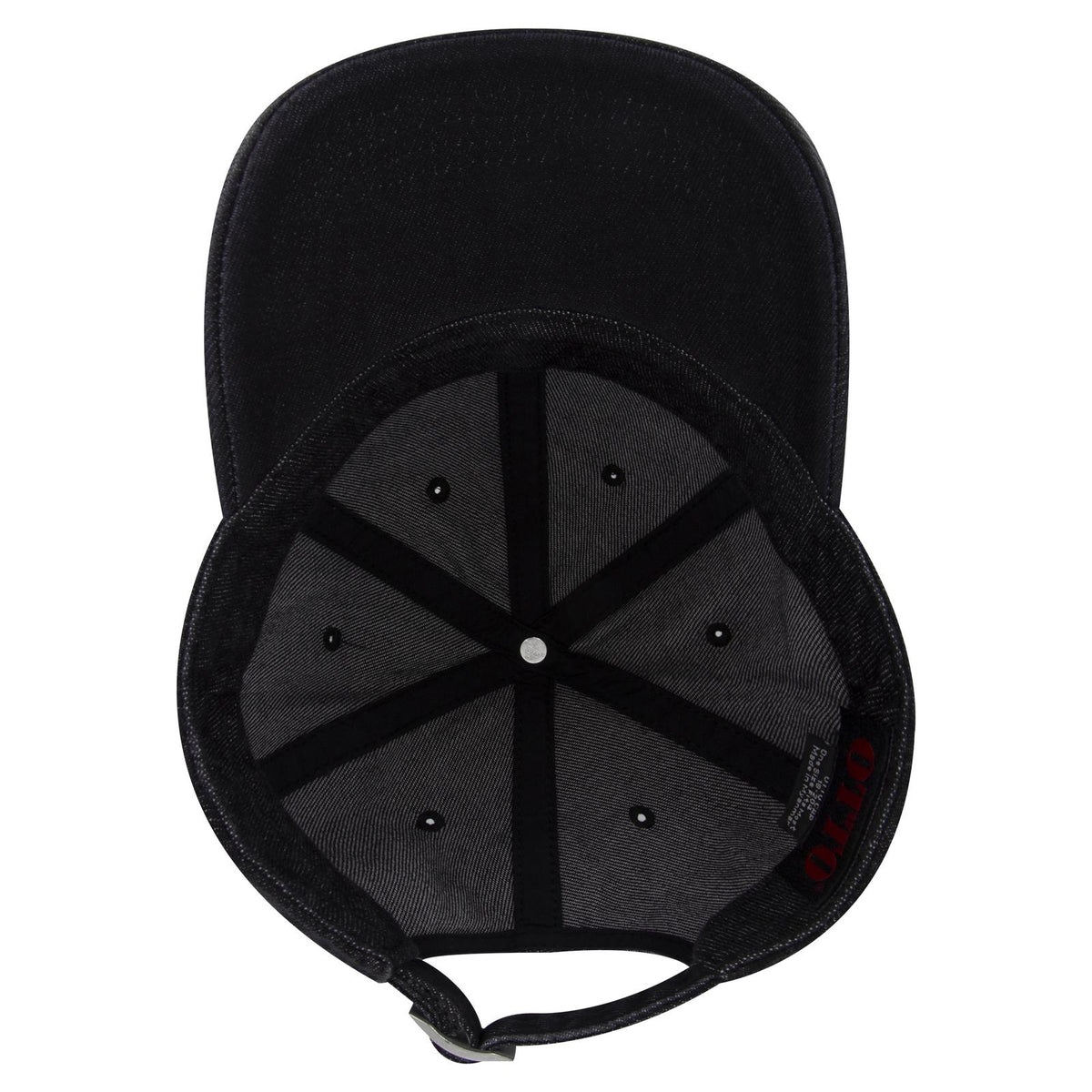 Inside View of 003 - Black OTTO CAP 6 Panel Low Profile Dad Hat