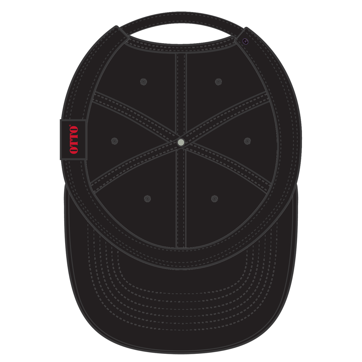 Inside View of 003 - Black OTTO CAP 6 Panel Low Profile Dad Hat