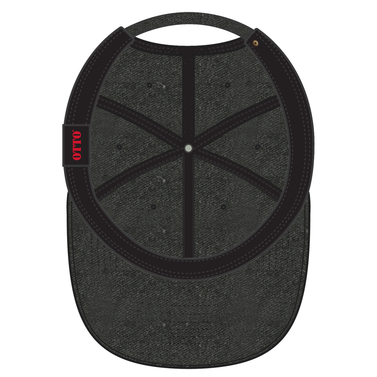Inside View of 003 - Black OTTO CAP 6 Panel Low Profile Dad Hat