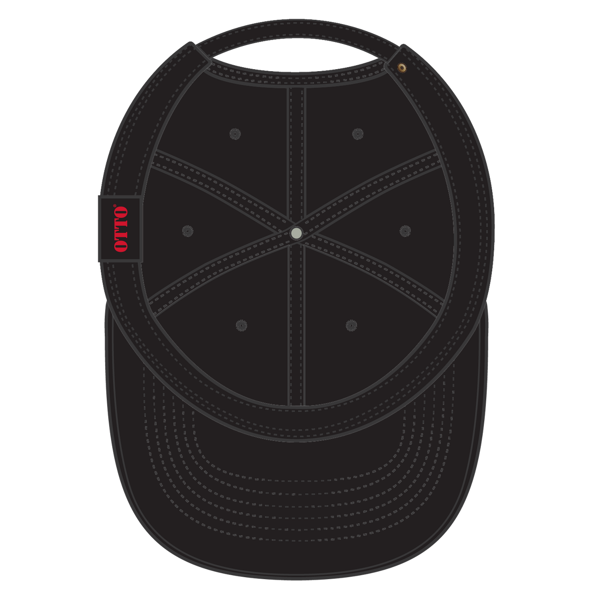 Inside View of 003 - Black OTTO CAP 6 Panel Low Profile Dad Hat