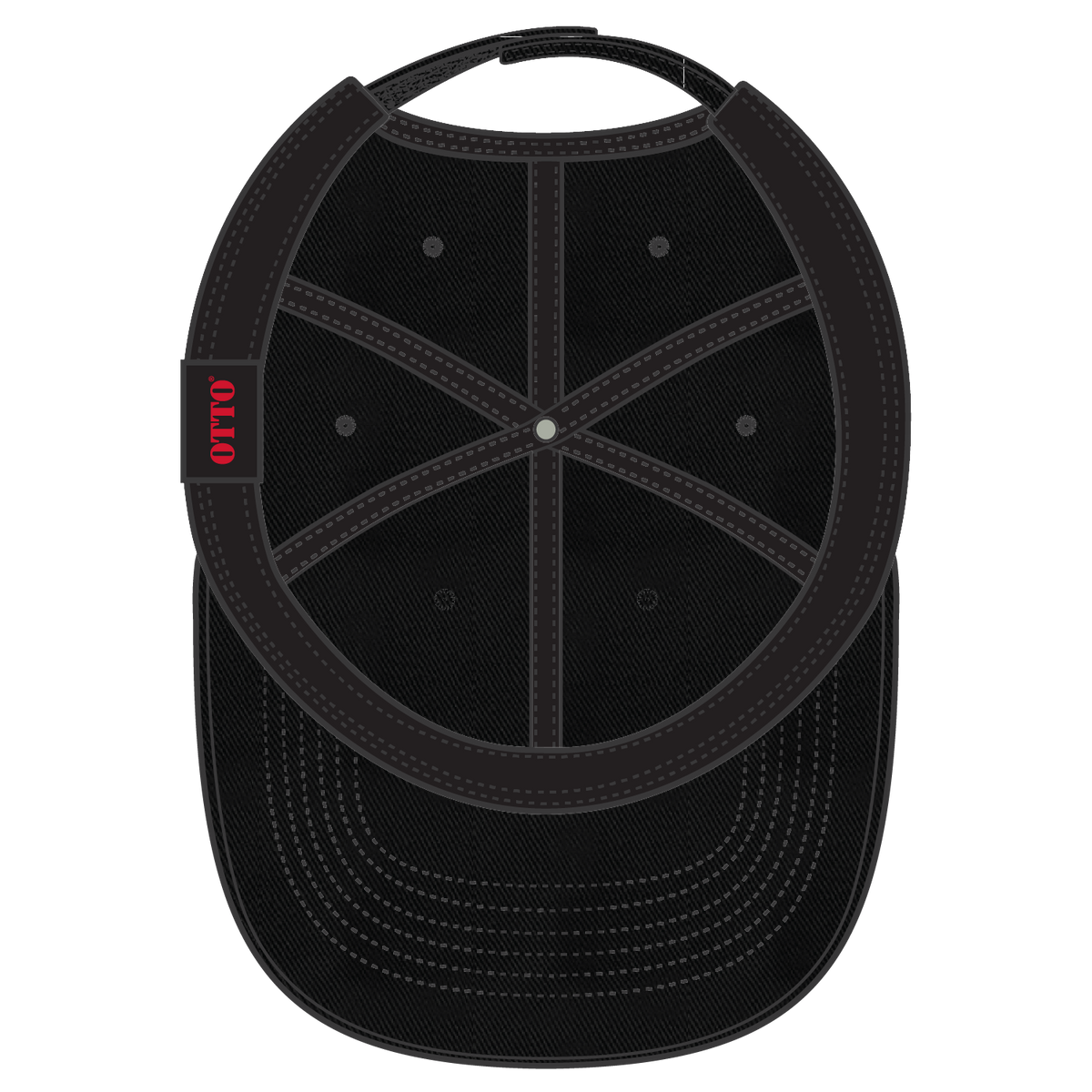 Inside View of 003 - Black OTTO CAP 6 Panel Low Profile Dad Hat