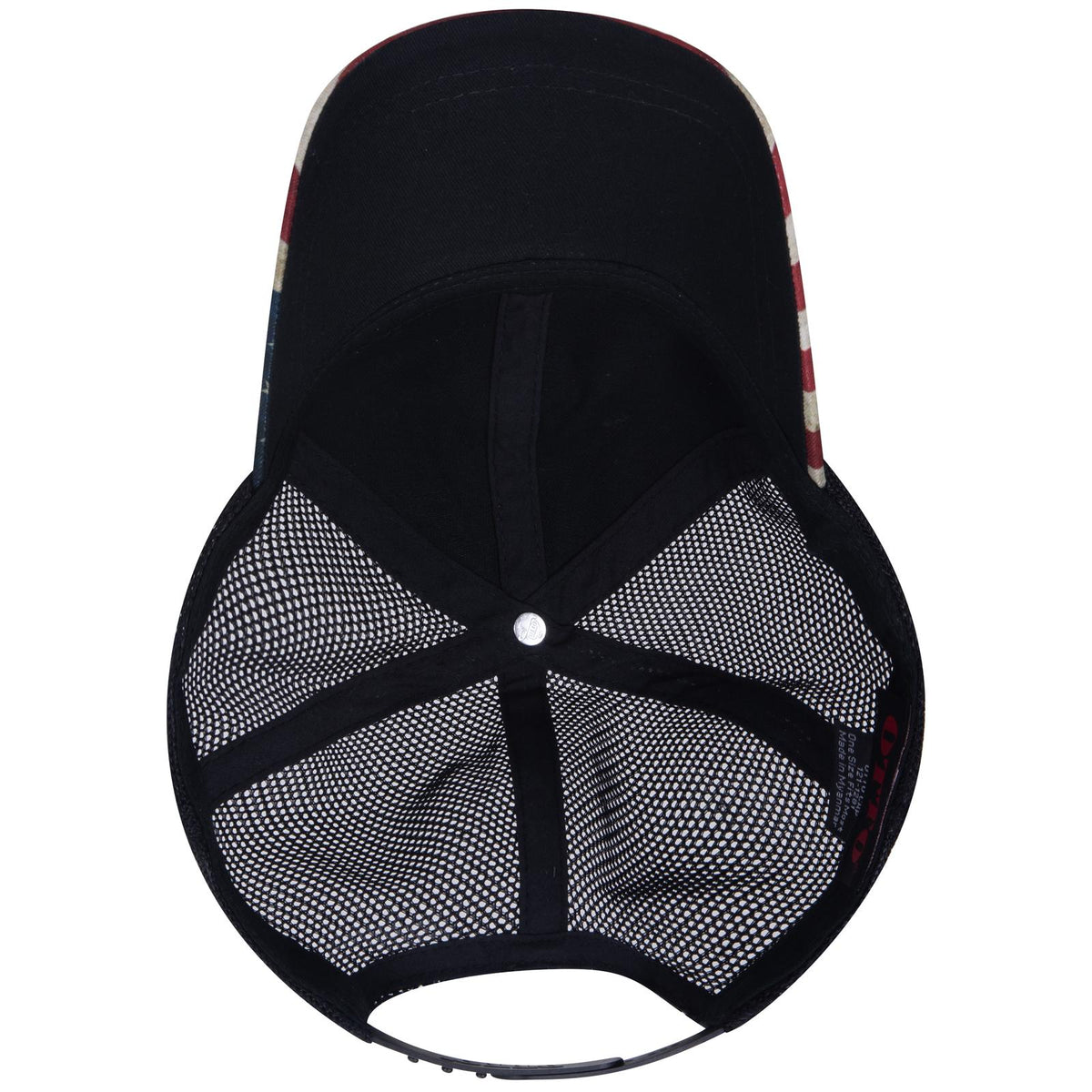 Inside View of 003 - Black OTTO CAP 6 Panel Low Profile Mesh Back Trucker Dad Hat