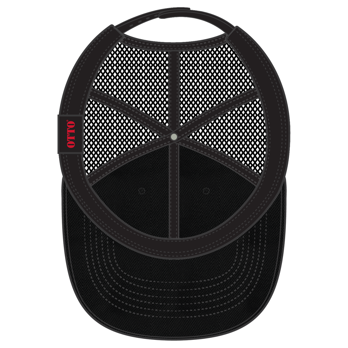 Inside View of 003 - Black OTTO CAP 6 Panel Low Profile Mesh Back Trucker Dad Hat
