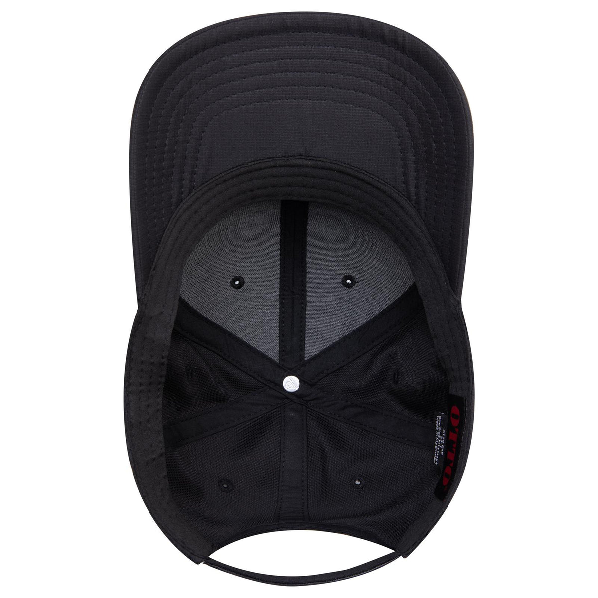 Inside View of 003 - Black OTTO CAP 6 Panel Mid Profile Baseball Cap