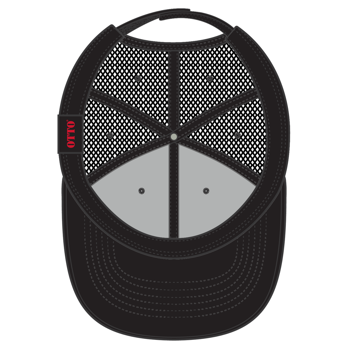 Inside View of 003 - Black OTTO CAP 6 Panel Mid Profile Baseball Cap