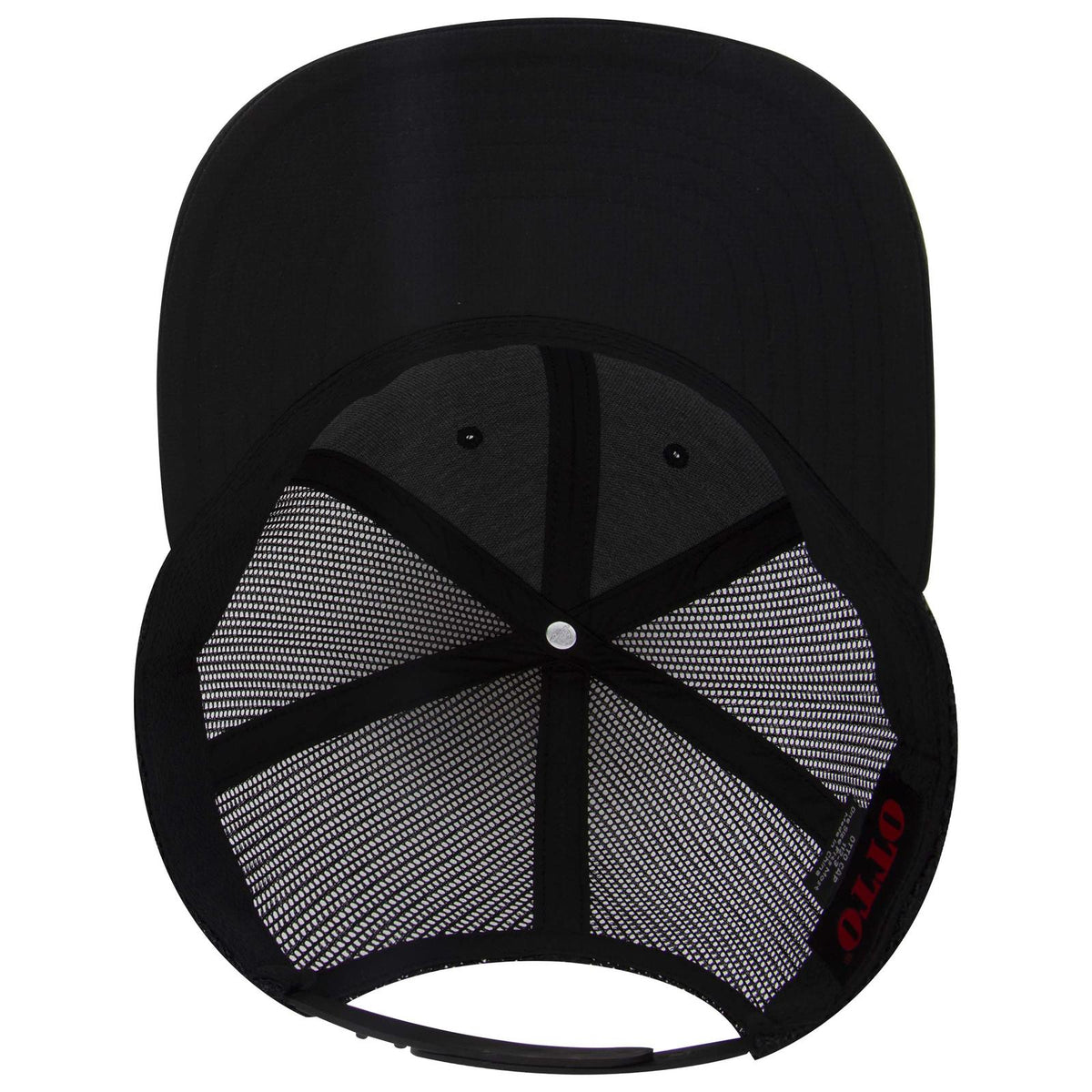 Inside View of 003 - Black OTTO CAP 6 Panel Mid Profile Mesh Back Trucker Hat