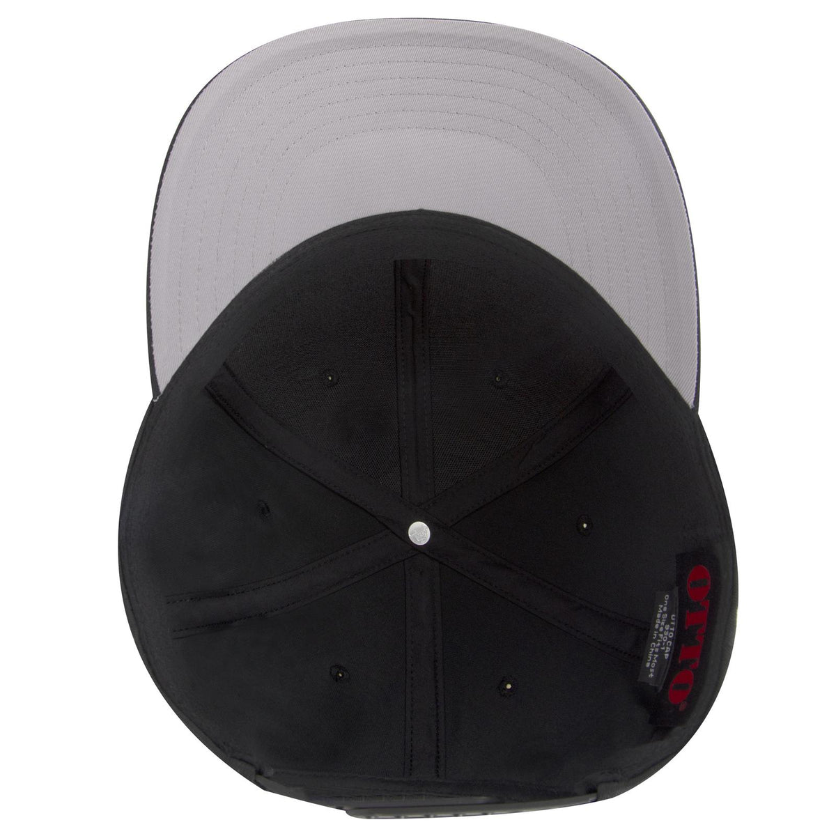 Inside View of 003 - Black OTTO CAP 6 Panel Pro Style Baseball Cap