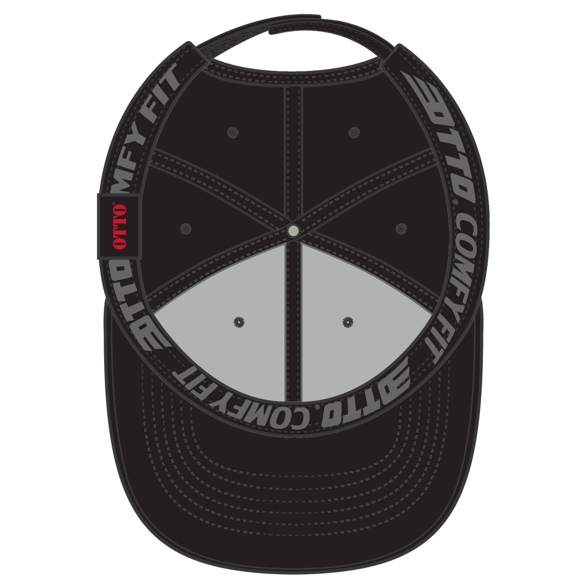Inside View of 003 - Black OTTO CAP "OTTO COMFY FIT" 6 Panel Low Profile Baseball Cap