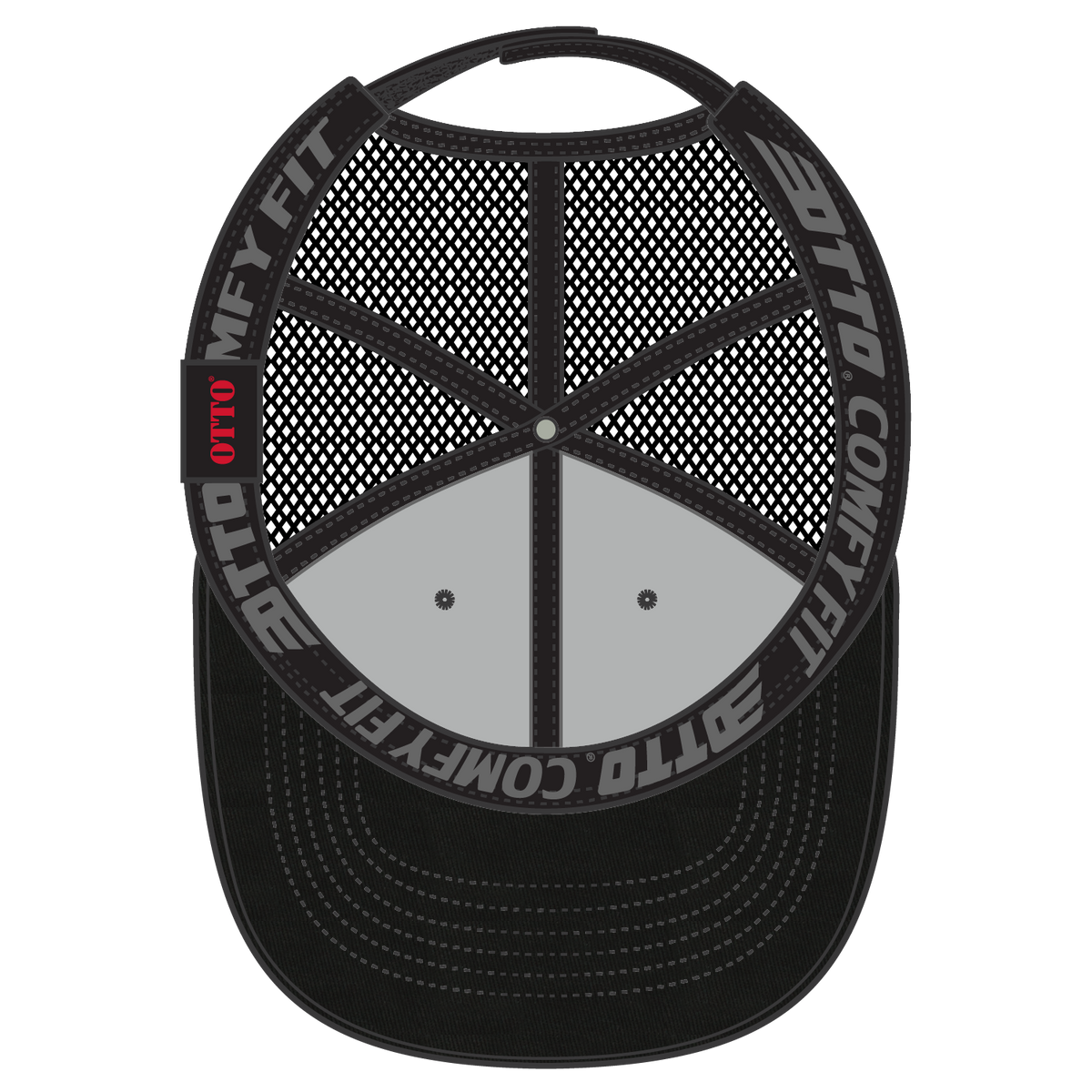 Inside View of 003 - Black OTTO CAP "OTTO COMFY FIT" 6 Panel Low Profile Baseball Cap