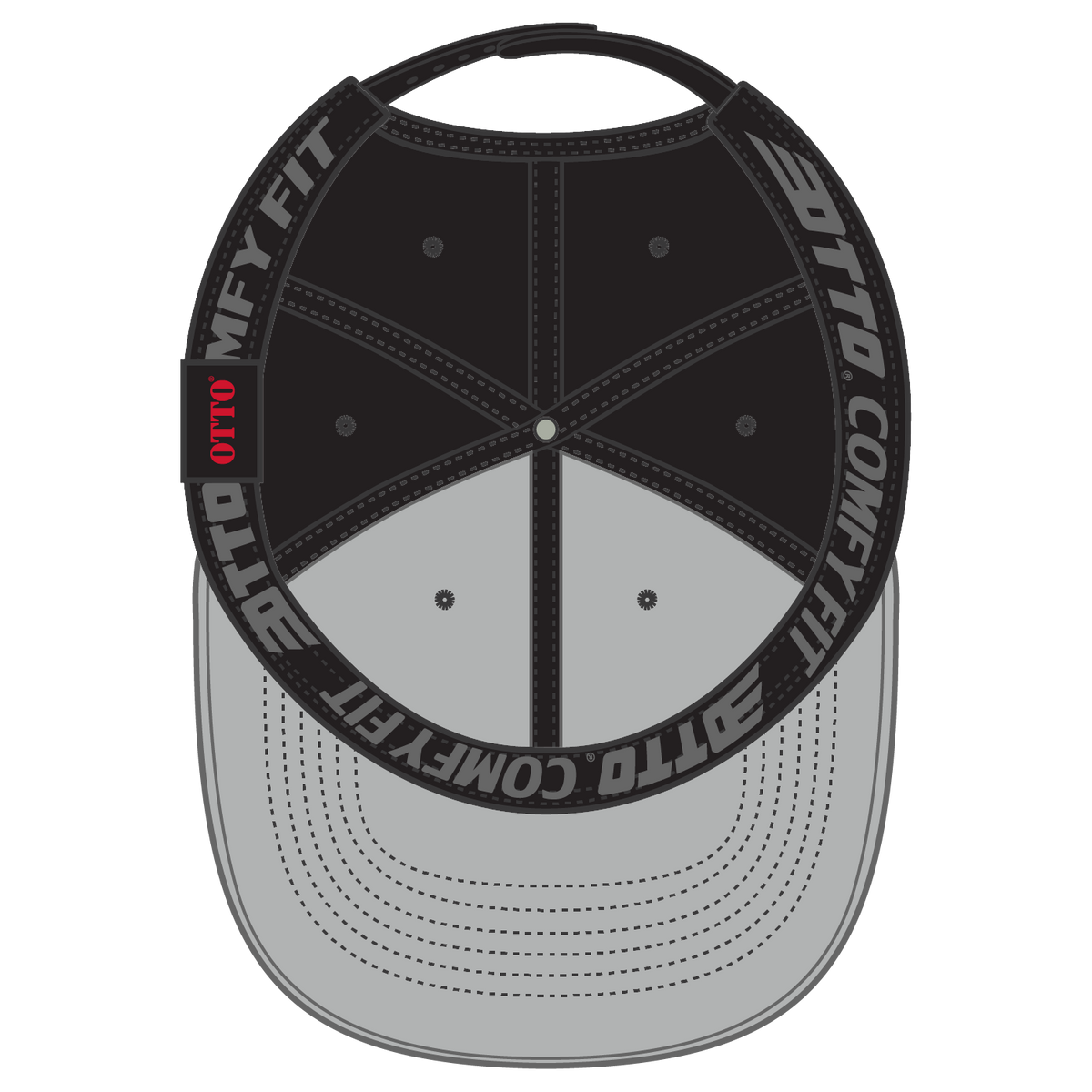 Inside View of 003 - Black OTTO CAP "OTTO COMFY FIT" 6 Panel Low Profile Baseball Cap