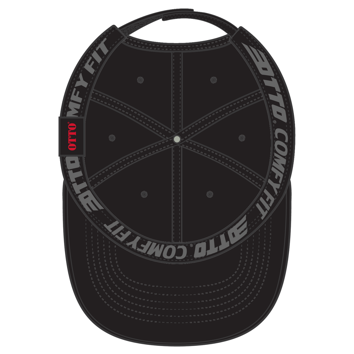 Inside View of 003 - Black OTTO CAP "OTTO COMFY FIT" 6 Panel Low Profile Dad Hat