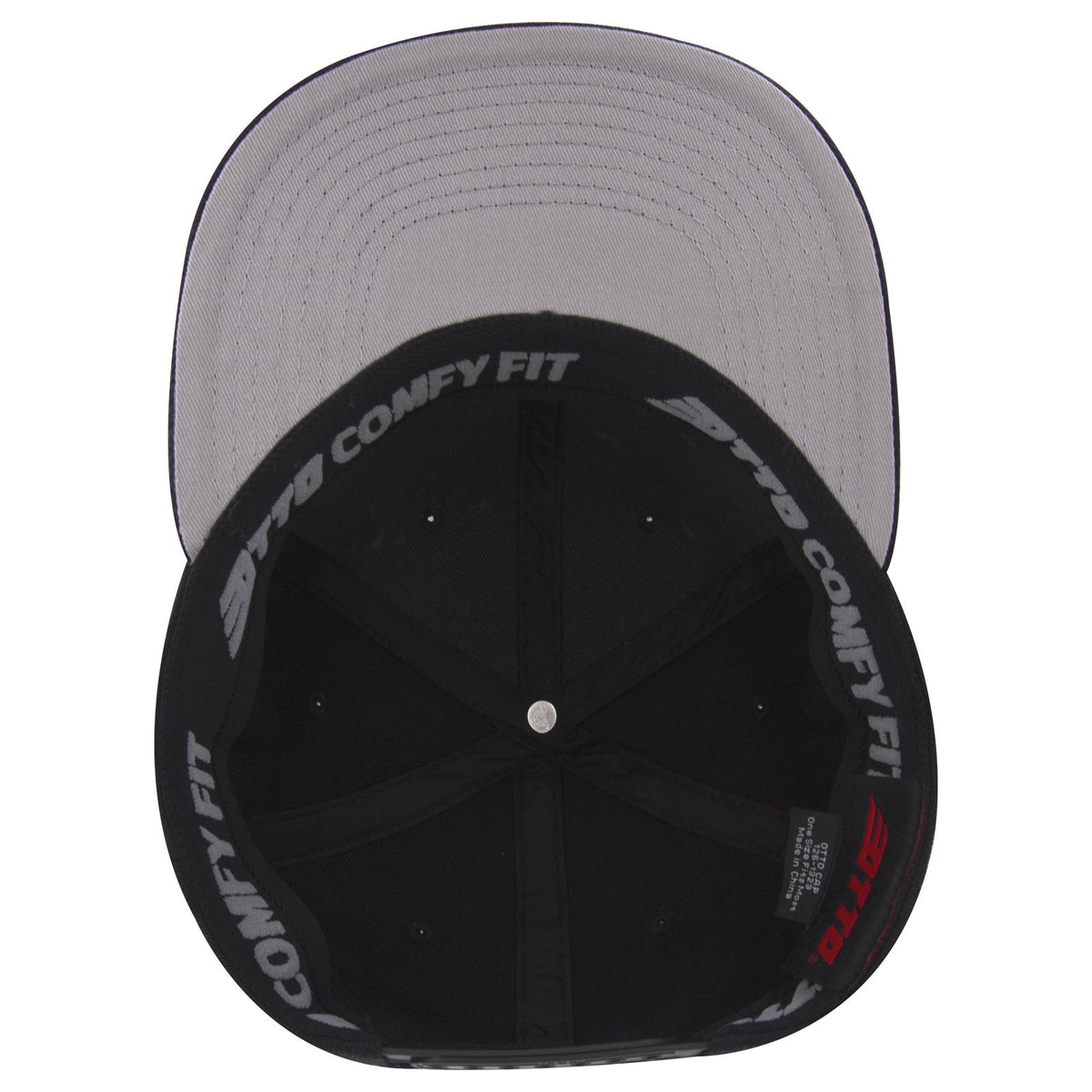 Inside View of 003 - Black OTTO CAP "OTTO COMFY FIT" 6 Panel Pro Style Snapback Hat