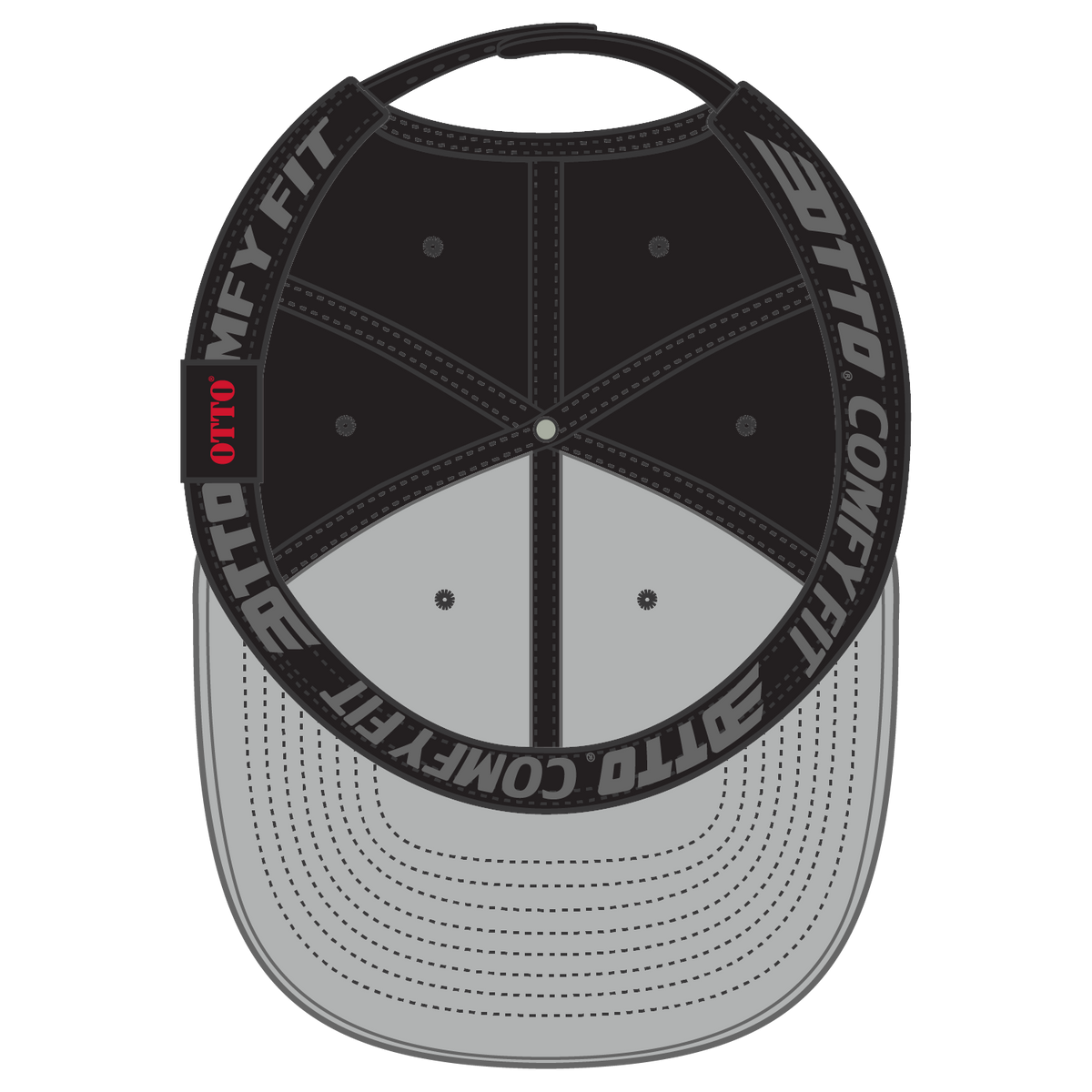 Inside View of 003 - Black OTTO CAP "OTTO COMFY FIT" 6 Panel Pro Style Snapback Hat