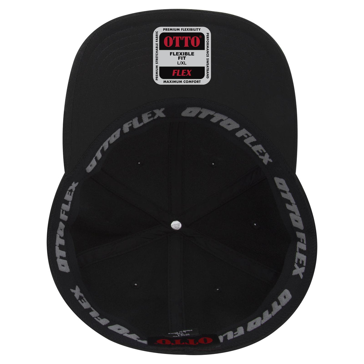 Inside View of 003 - Black OTTO CAP "OTTO FLEX" Fitted 6 Panel Low Profile Baseball Cap