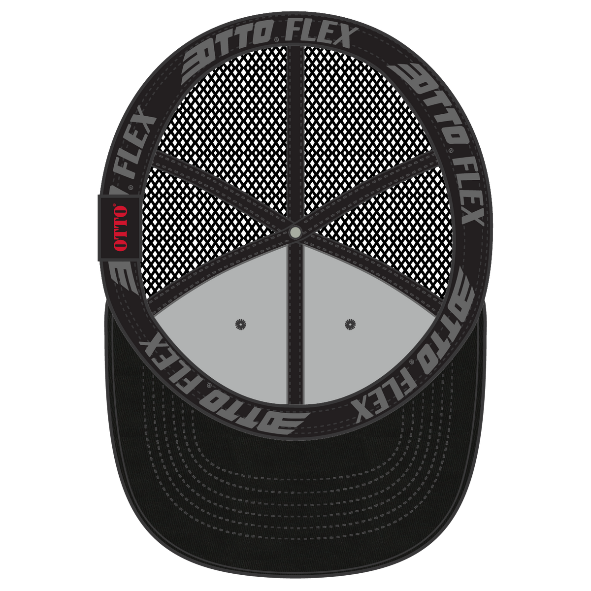 Inside View of 003 - Black OTTO CAP "OTTO FLEX" Fitted 6 Panel Low Profile Baseball Cap