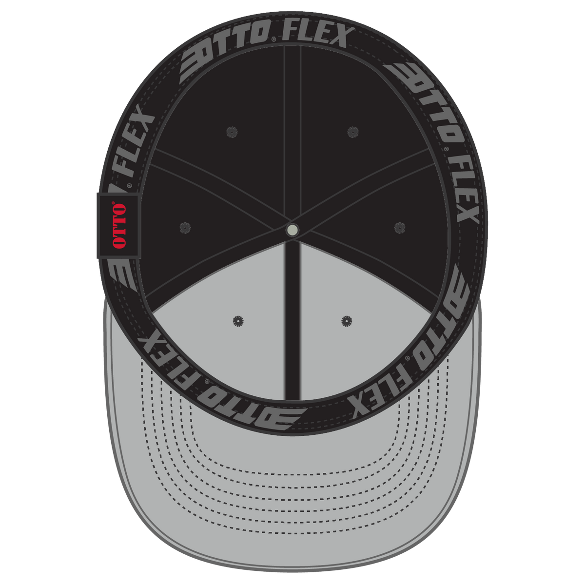 Inside View of 003 - Black OTTO CAP "OTTO FLEX" Fitted 6 Panel Low Profile Baseball Cap