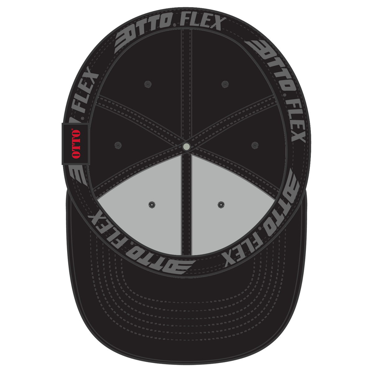 Inside View of 003 - Black OTTO CAP "OTTO FLEX" Fitted 6 Panel Low Profile Baseball Cap