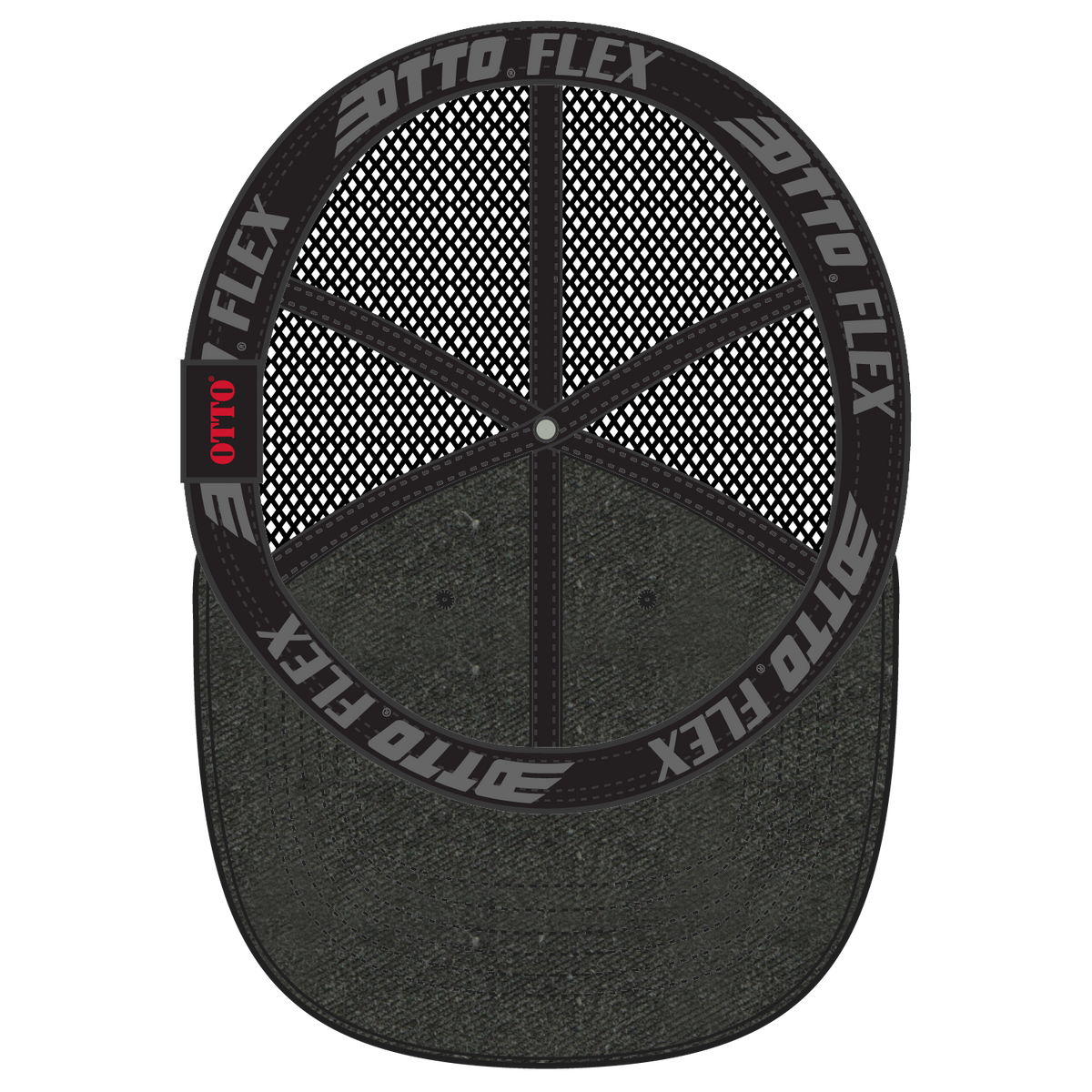 Inside View of 003 - Black OTTO CAP "OTTO FLEX" Fitted 6 Panel Low Profile Mesh Back Trucker Hat