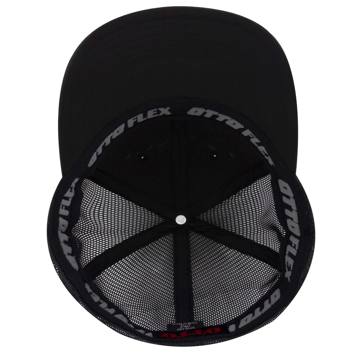 Inside View of 003 - Black OTTO CAP "OTTO FLEX" Fitted 6 Panel Low Profile Mesh Back Trucker Hat