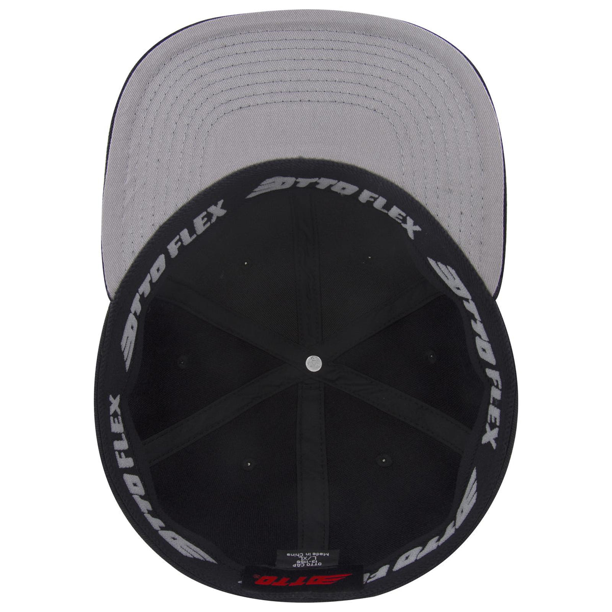 Inside View of 003 - Black OTTO CAP "OTTO FLEX" Fitted 6 Panel Pro Style Baseball Cap