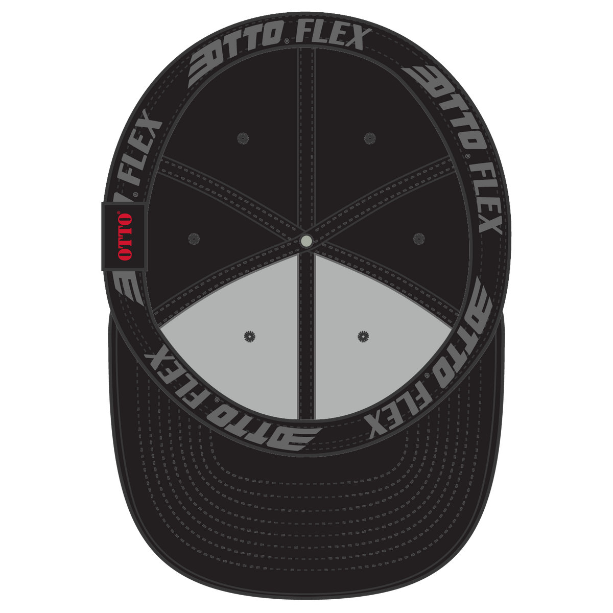 Inside View of 003 - Black OTTO CAP "OTTO FLEX" Fitted 6 Panel Pro Style Baseball Cap