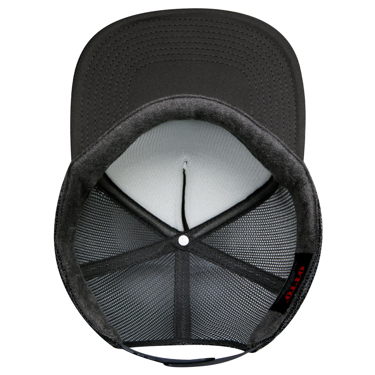 Inside View of 003 - Black OTTO CAP "OTTO SNAP" 5 Panel High Crown Mesh Back Trucker Snapback Hat