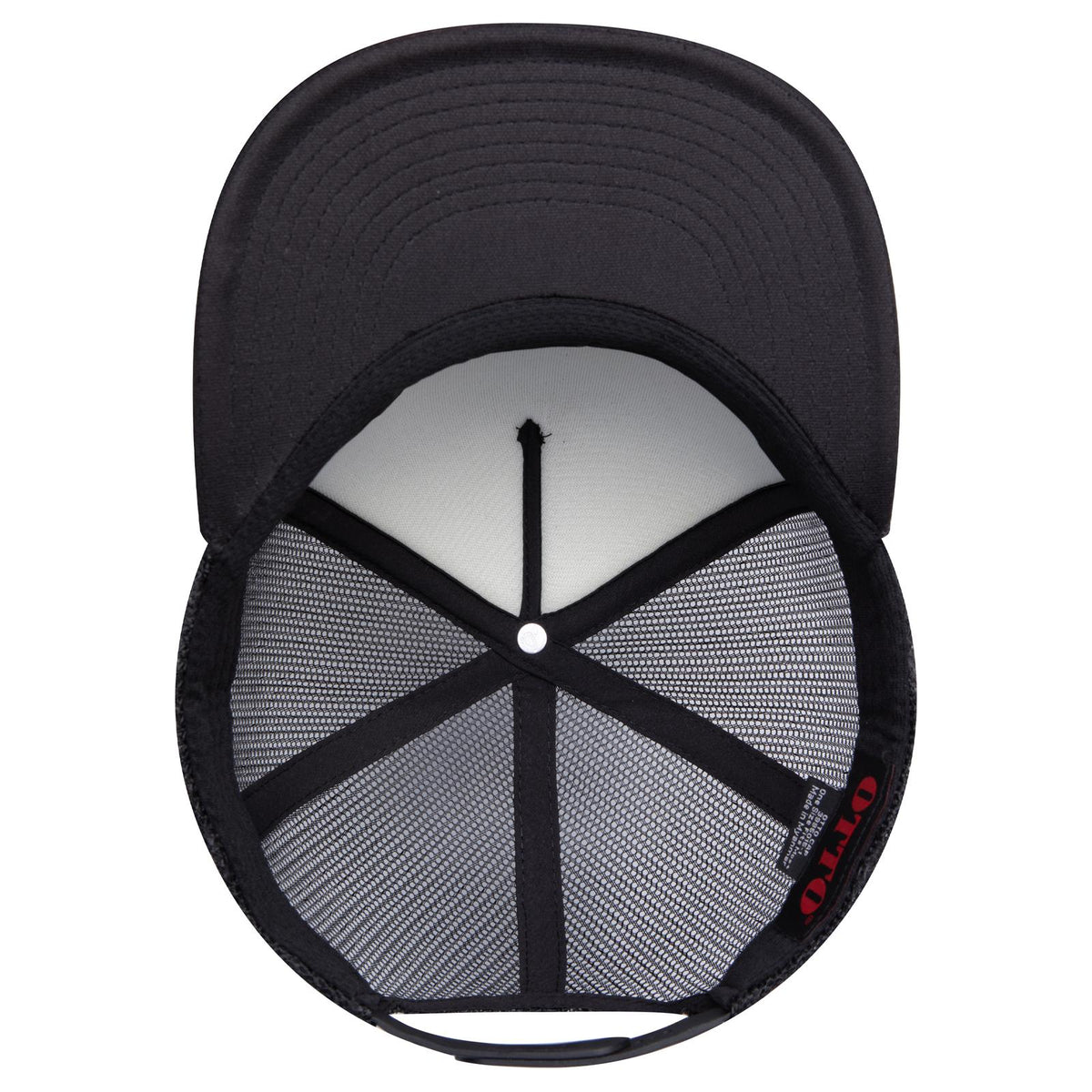 Inside View of 003 - Black OTTO CAP "OTTO SNAP" 5 Panel Pro Style Mesh Back Trucker Snapback Hat