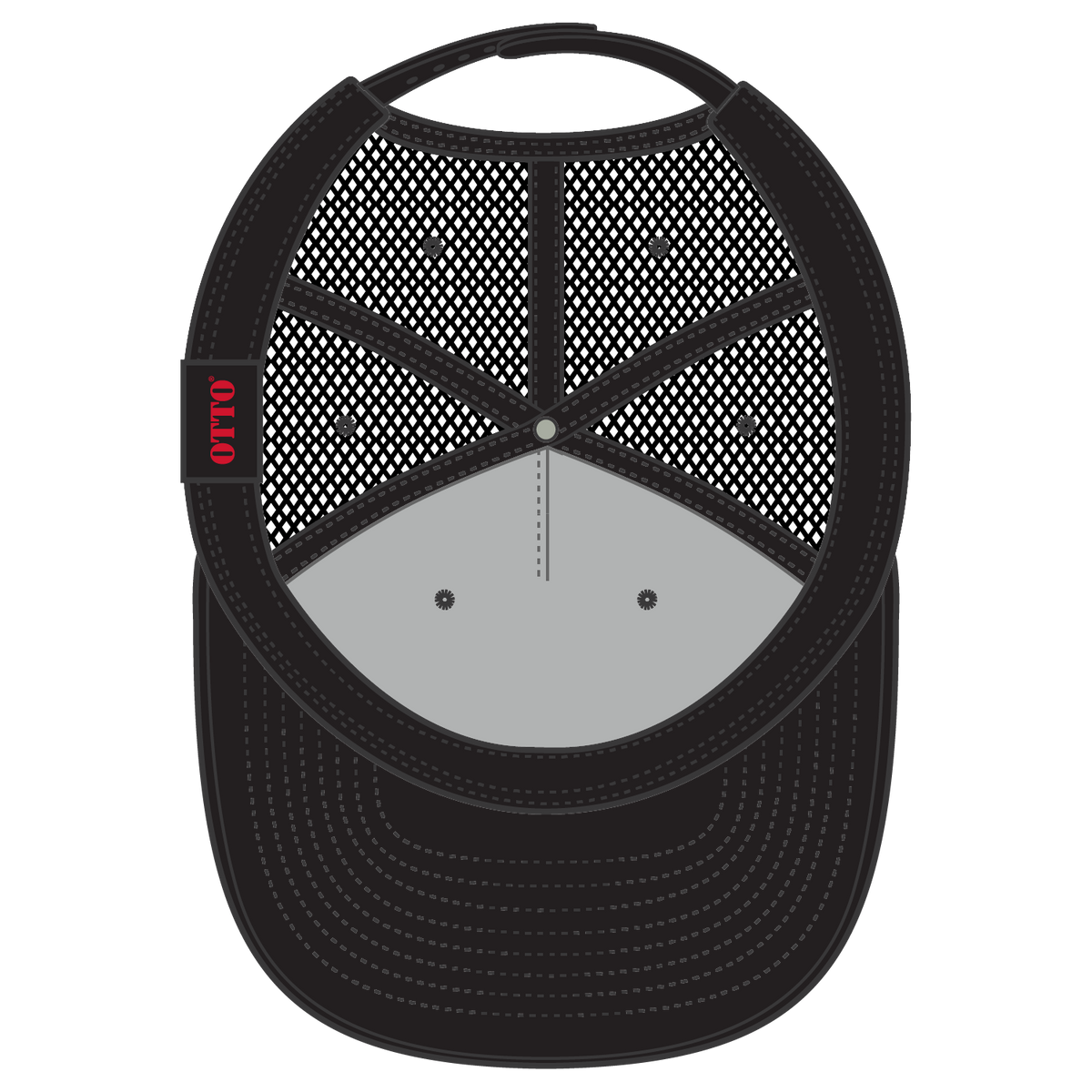 Inside View of 003 - Black OTTO CAP "OTTO SNAP" 5 Panel Pro Style Mesh Back Trucker Snapback Hat