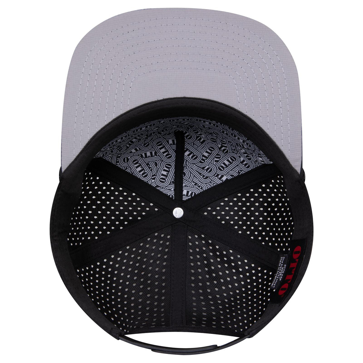 Inside View of 003 - Black OTTO CAP "OTTO SNAP" 5 Panel Pro Style Snapback Hat