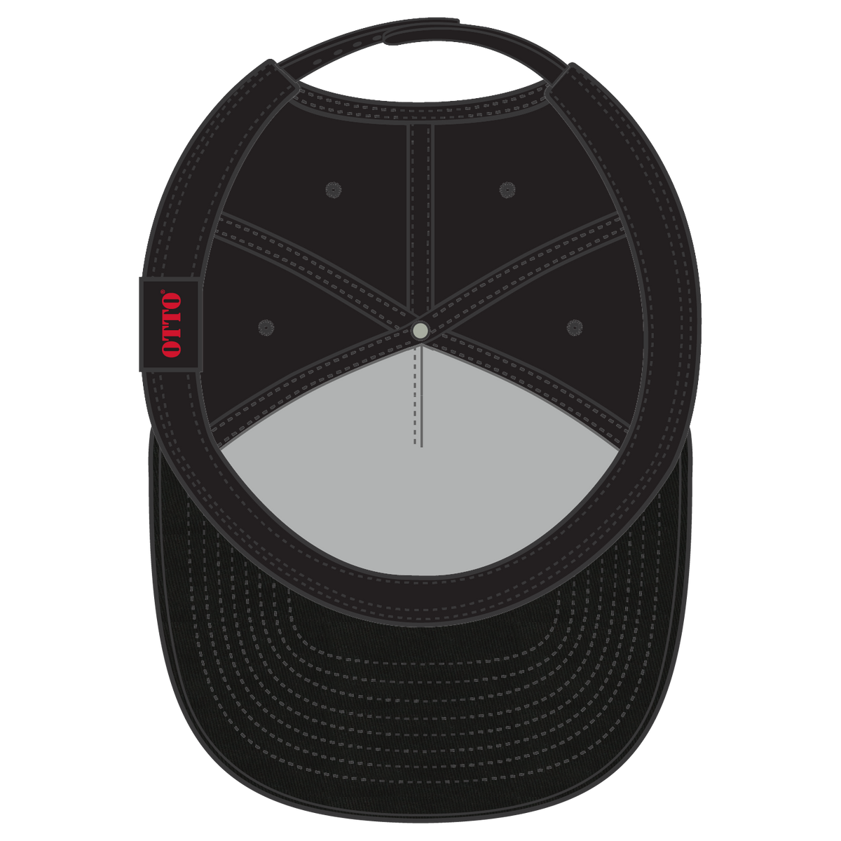 Inside View of 003 - Black OTTO CAP "OTTO SNAP" 5 Panel Pro Style Snapback Hat