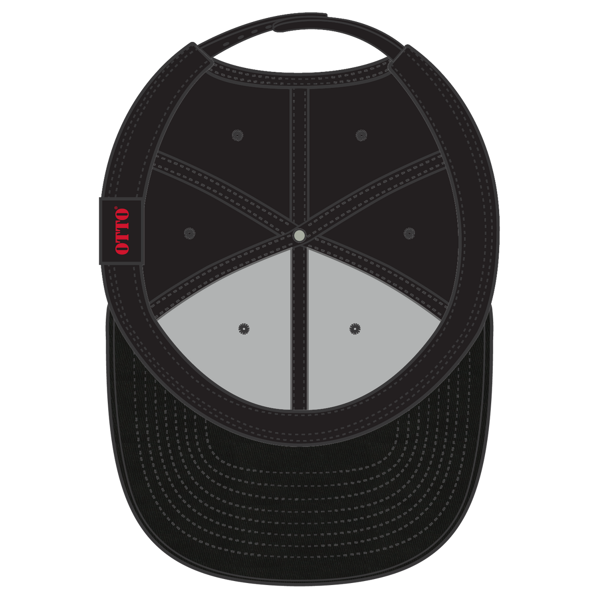 Inside View of 003 - Black OTTO CAP "OTTO SNAP" 6 Panel Pro Style Snapback Hat