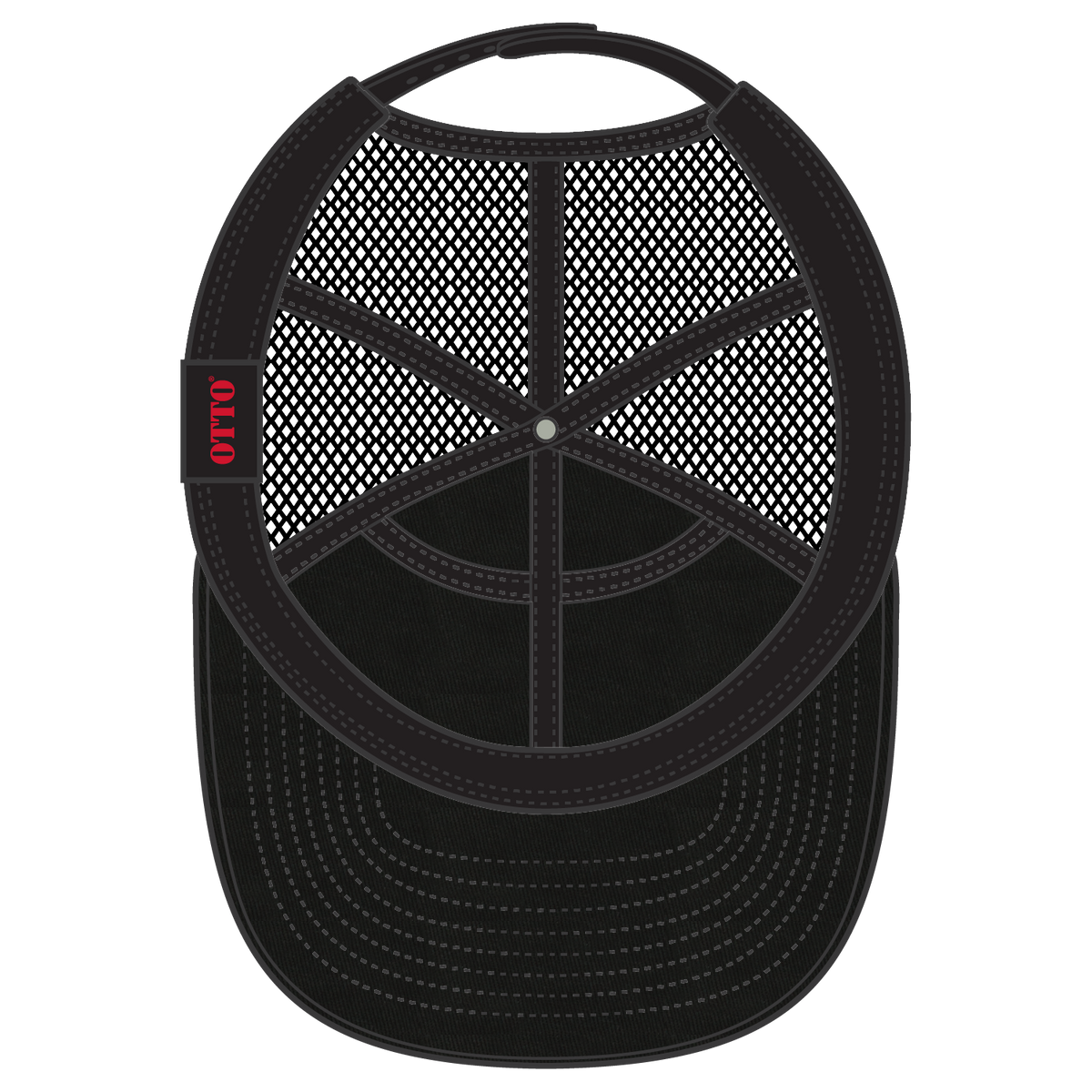 Inside View of 003 - Black OTTO CAP "OTTO SNAP" 7 Panel Pro Style Mesh Back Trucker Snapback Hat