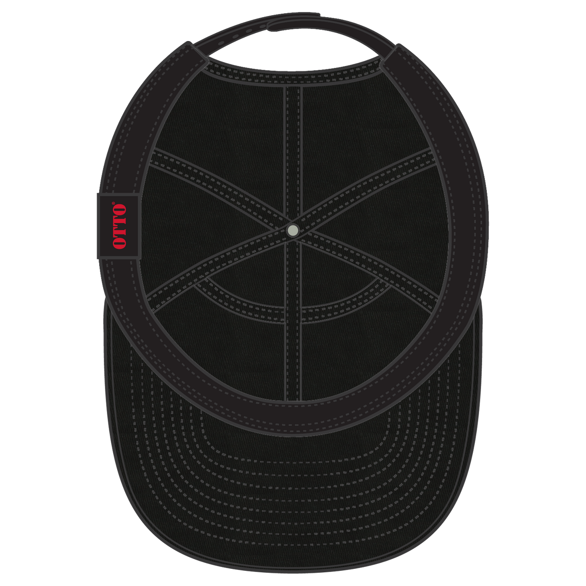 Inside View of 003 - Black OTTO CAP "OTTO SNAP" 7 Panel Pro Style Snapback Hat
